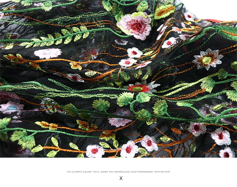 Женская кружевная сетчатая юбка миди с цветочной вышивкой привлекательные