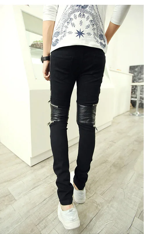 So Cool Mens Knee Leather Zipper Punk 