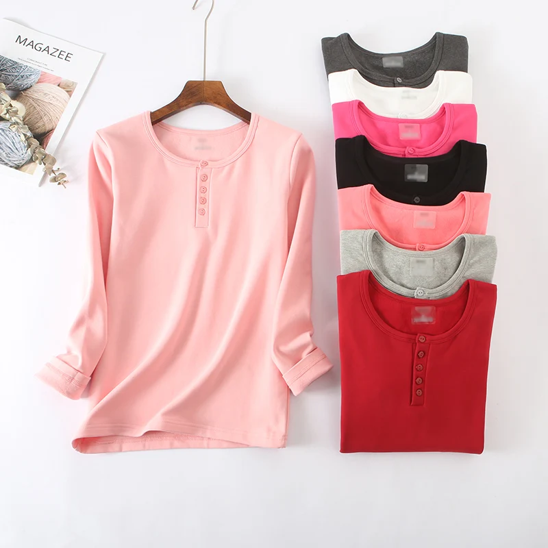 Новинка осенне зимняя футболка Женская Толстая бархатная с длинным рукавом