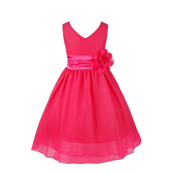 Rose TiaoBug/шифоновые платья с v-образным вырезом и цветочным узором для девочек; Детские платья для свадьбы; платья для первого причастия; торжественное платье для выпускного вечера; От 2 до 14 лет - Цвет: Rose
