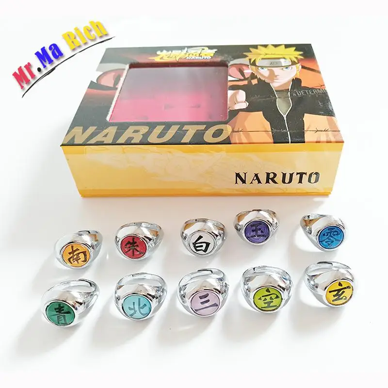 10 шт./комплект аниме Наруто акасуки память Anello Figura Modello Matel Anelli Uchiha Itachi 2 см|uchiha