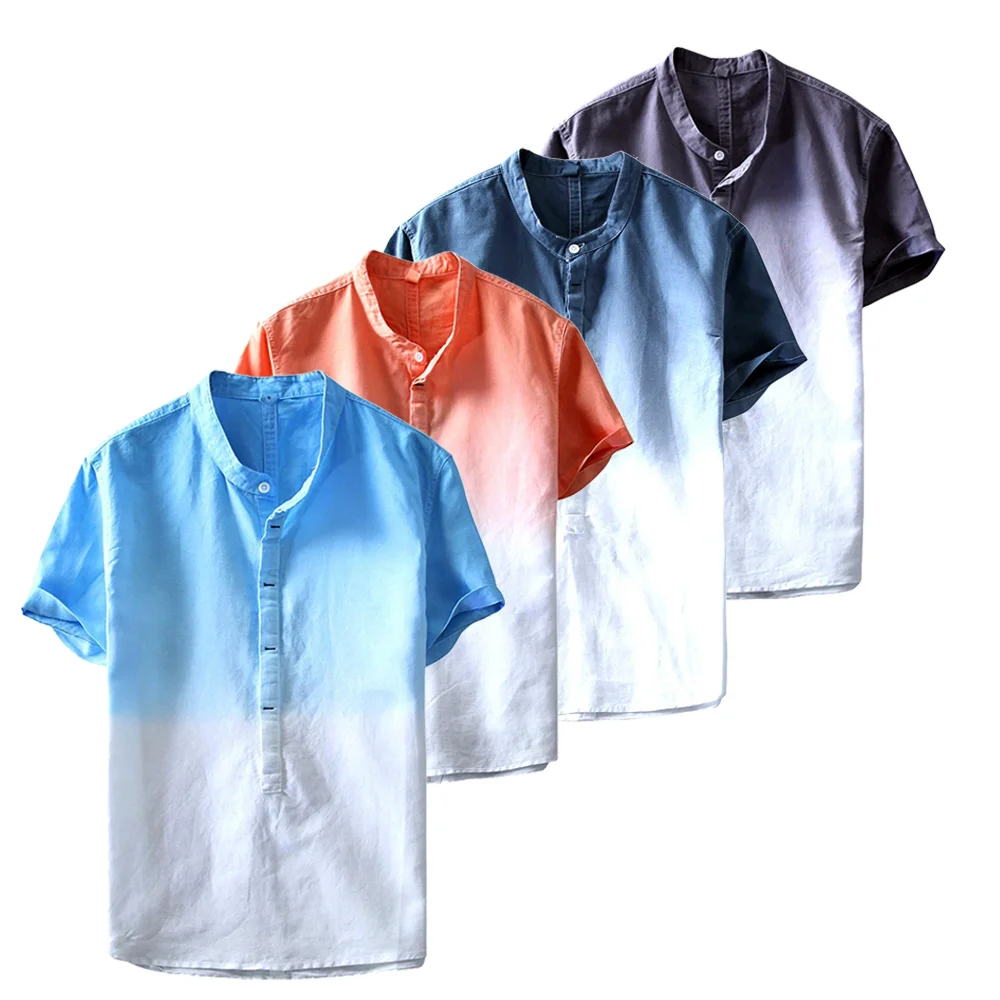 Мужская Повседневная Блузка хлопковая льняная рубашка свободные топы футболка с