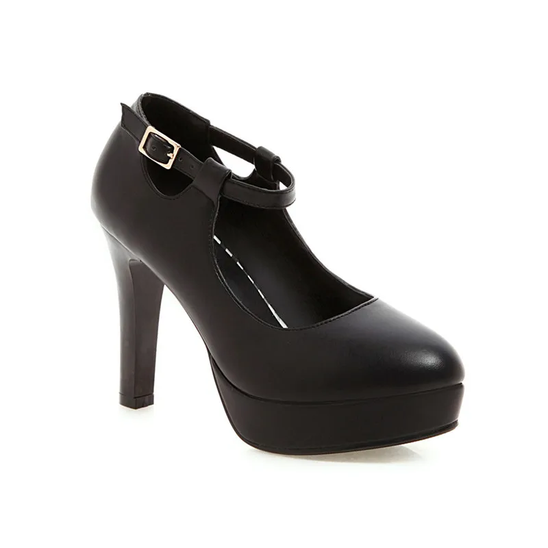 YMECHIC 2019 весенние офисные черные женские туфли с ремешком на щиколотке и пряжкой