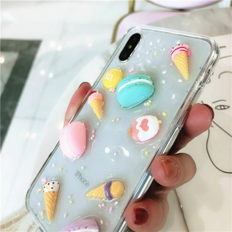 Милый 3D Блестящий силиконовый чехол для телефона с макаронами iPhone 7 задней панели