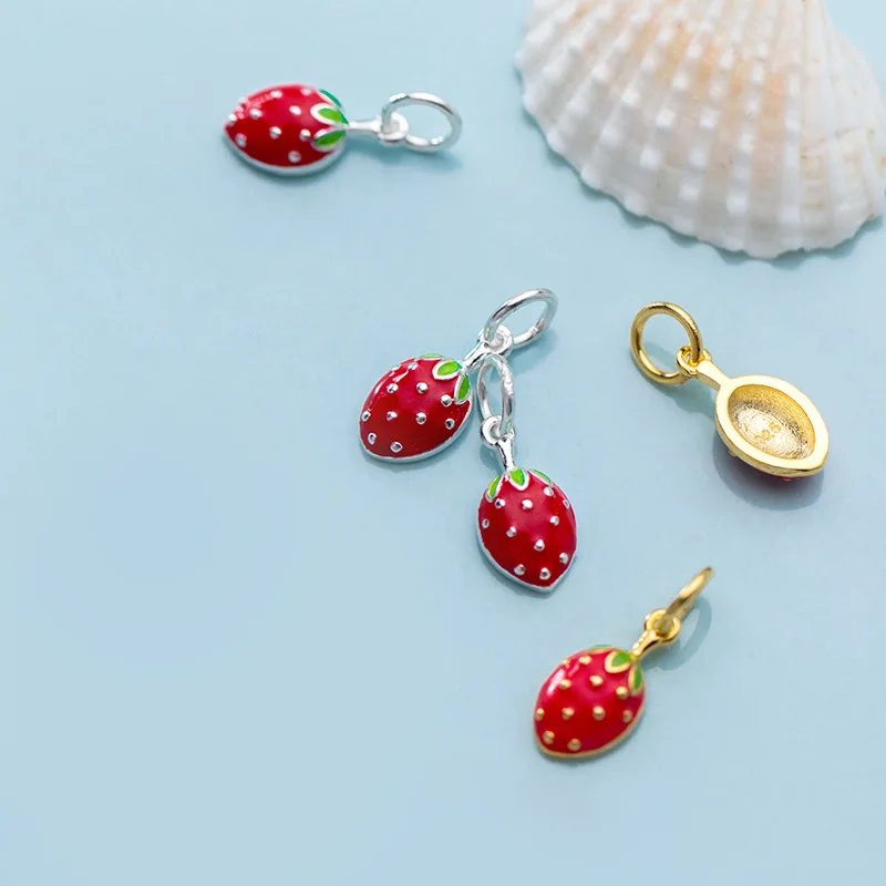 Модные 925 стерлингового серебра совмещает практичность амулеты &quotКлубника&quot