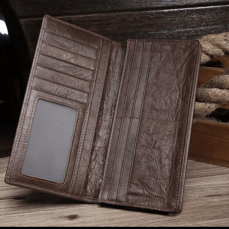 Мужские кошельки из натуральной кожи удлиненный бумажник кредитница клатч с