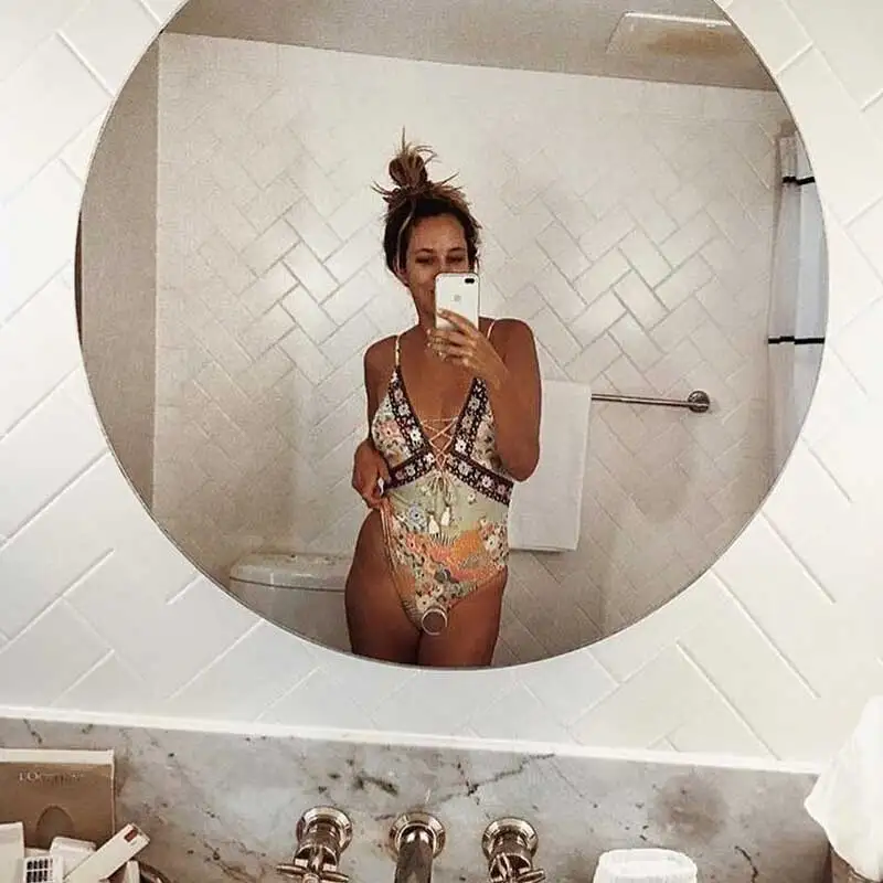 Богемный Вдохновленный ремень Женское боди с вырезом на спине принт летние