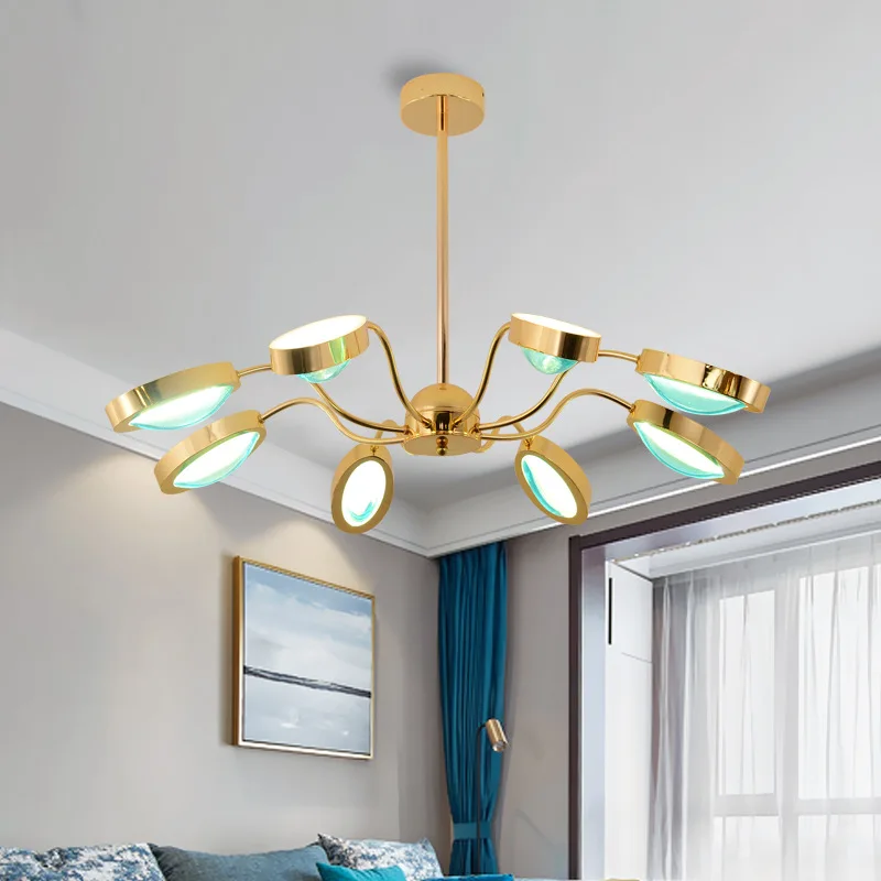 Post Modern originality Creative Chandeliers Bedroom Living room Light luxury Plated Gold Iron art 6/8 lamps LED Pendant | Лампы и