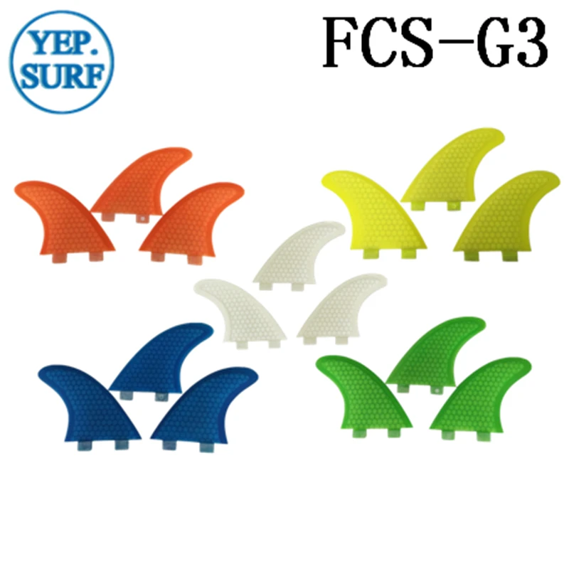 Плавники для серфинга FCS G3 Размер ячеистый Стекловолоконный плавник 5 цветов