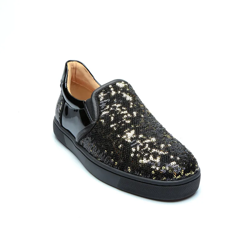 SHOOEGLE/высококачественные мужские лоферы с блестками на толстой плоской подошве