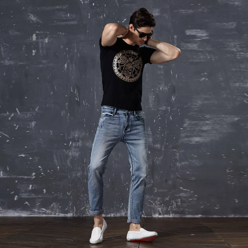 Мужские джинсы скинни 2020 обтягивающие нерваные Стрейчевые джинсовые брюки с