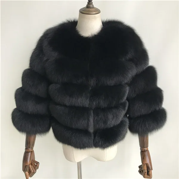 Black Шуба из натурального Лисьего меха женская зимняя куртка из натурального меха Верхняя одежда Пальто Короткое из натурального Лисьего меха шуба из натурального Лисьего меха s для женщин - Цвет: Black