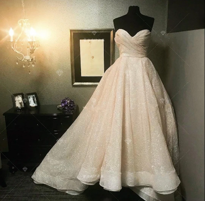 

New Shiny Sequins Wedding Gowns 2019 Vestidos de Noiva Cheap Beach Garden Sweetheart Custom Made Princess Bridal Gowns