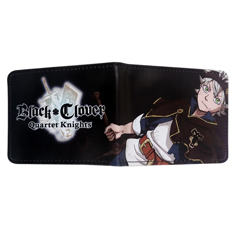 Мужской кошелек с черным клевером аниме для удостоверения личности двойные