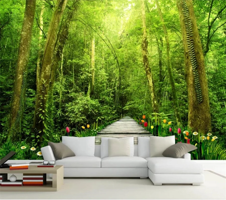 3d обои на заказ в свежем натуральном лесу дерево красивый фон домашний декор