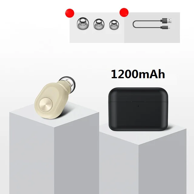 Beige 1200mAh BL1 мини-наушники-вкладыши, беспроводные наушники с одним ухом, Bluetooth 150 часов, длительное время ожидания, музыка HiFi, стерео наушники с зарядным устройством 2200 мАч - Цвет: Beige 1200mAh
