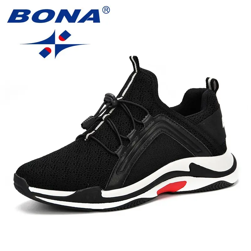 BLACK BONA/мужская повседневная обувь; коллекция года; Летняя обувь на плоской подошве; дышащая сетчатая обувь для мужчин; светильник; модная обувь для влюбленных; мужские кроссовки; zapatos hombre - Цвет: BLACK