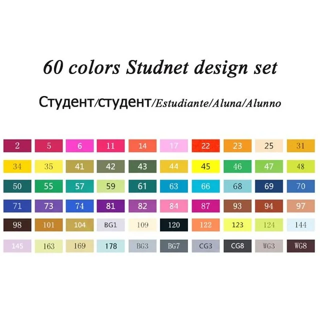 60 student TOUCHNEW 30/40/60/80 цветов художественные маркеры на спиртовой основе рисунок набор манга двуглавый - Цвет: 60 student