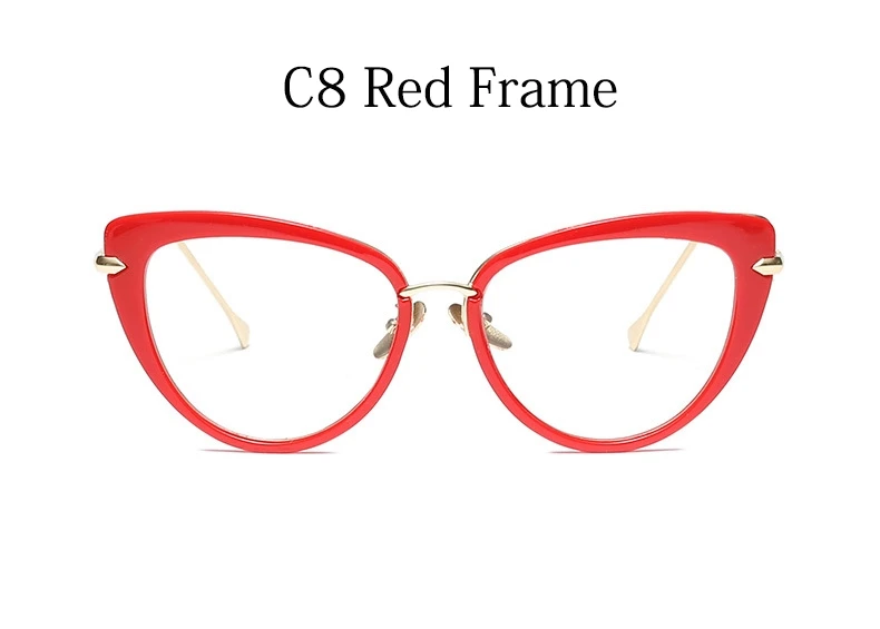 C8 Red Frame Оправа для очков для женщин оправа для очков в стиле кошачьи глаза прозрачные линзы Женские оправы для очков винтажные прозрачные очки TR90 - Цвет оправы: C8 Red Frame