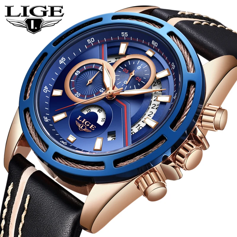 LIGE модные Повседневное Для мужчин s часы лучший бренд класса люкс спортивные
