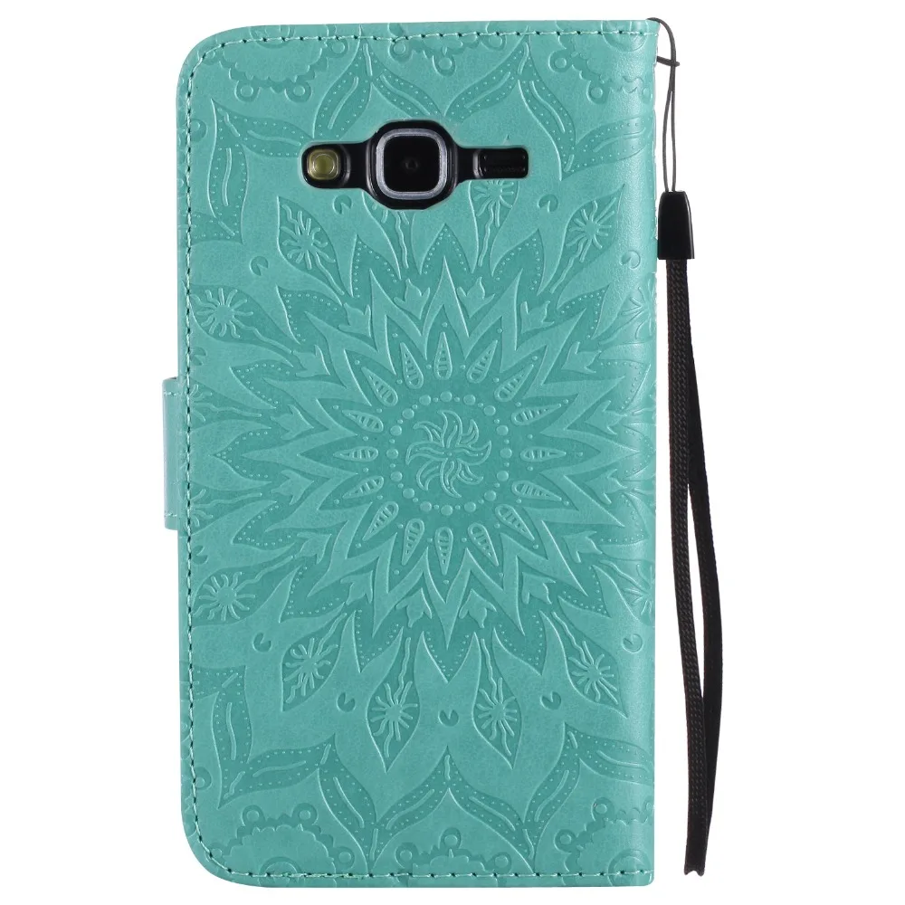 Рельефный чехол с подсолнухом для fundas Galaxy J5 J500 Samsung 2015 флип J500F J500H 5 дюймов +