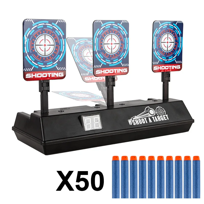 Target with 50 Dart Интеллектуальный автоматический сброс электронный зачетный мишень для Nerf N-Strike Elite/Mega/Rival Series светильник звуковой зачетный мишень - Цвет: Target with 50 Dart