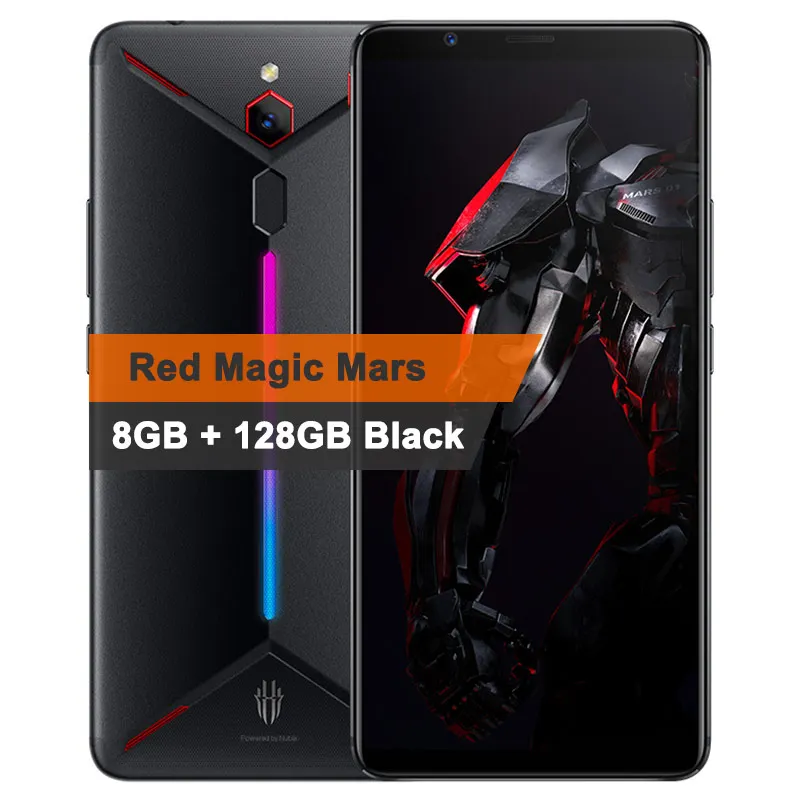 Мобильный телефон zte nubia Red Magic Mars с глобальной прошивкой, 6,0 дюймов, 8 ГБ, 128 ГБ, Восьмиядерный процессор Snapdragon 845, фронтальная, 16 МП, задняя, 8 Мп, игровой телефон - Цвет: 8GB 128GB Black