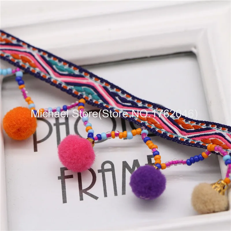 10 ярдов 4 см бусины-Помпоны ручной работы из полиэстера | Дом и сад