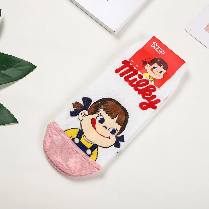 9 Cartoon fujiya fruit print socks peko poko strawberry banana peach pineapple cute funny women cotton sock spring autumn comfort - Цвет: 9