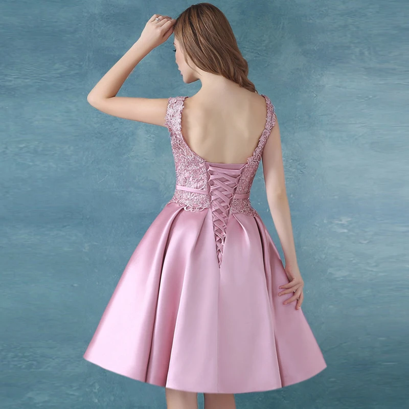 Короткое платье для выпускного вечера новинка 2018 Модный Корсет с круглым вырезом