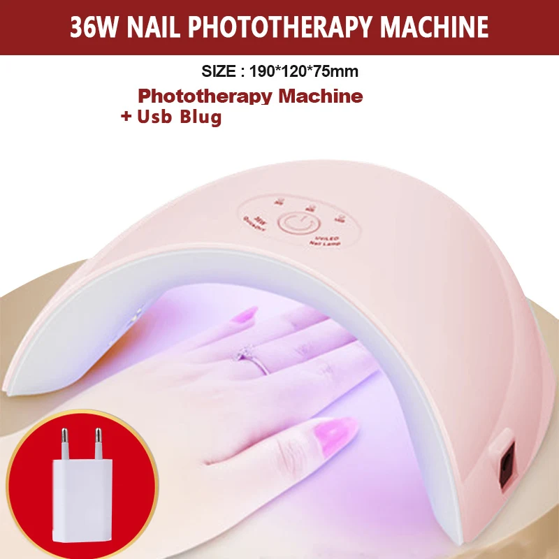 S51 36Wlamp and Plug WiRinef инструменты для ногтей Сушилка для ногтей УФ светодиодный светильник подходит для ногтей начинающих 3 вида лампы на выбор Дизайн ногтей скидка большой набор - Цвет: S51 36Wlamp and Plug