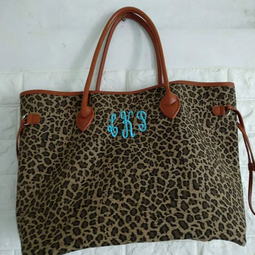 Женская Холщовая Сумка тоут с леопардовым принтом вышивкой|canvas handbag|women canvas
