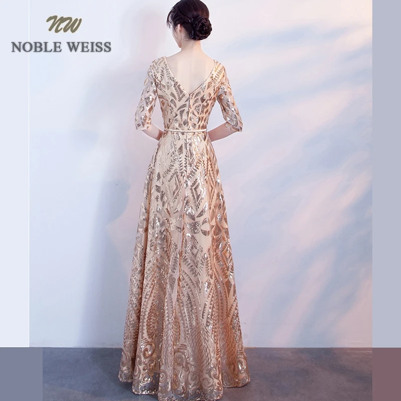 Женское вечернее платье ТРАПЕЦИЕВИДНОЕ с V-образным вырезом блестками | Свадьбы и