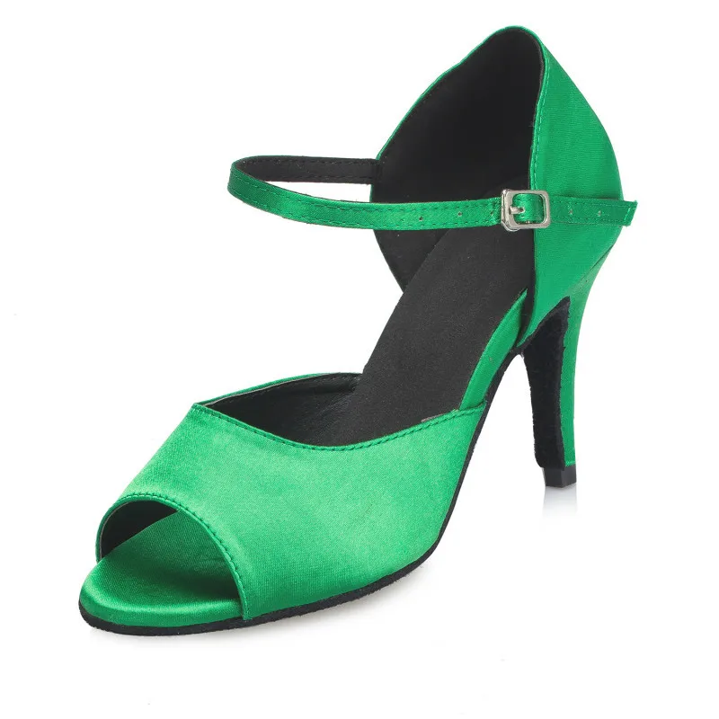 Новинка 2018 сатиновые туфли для латинских танцев зеленого цвета с принтом зебры