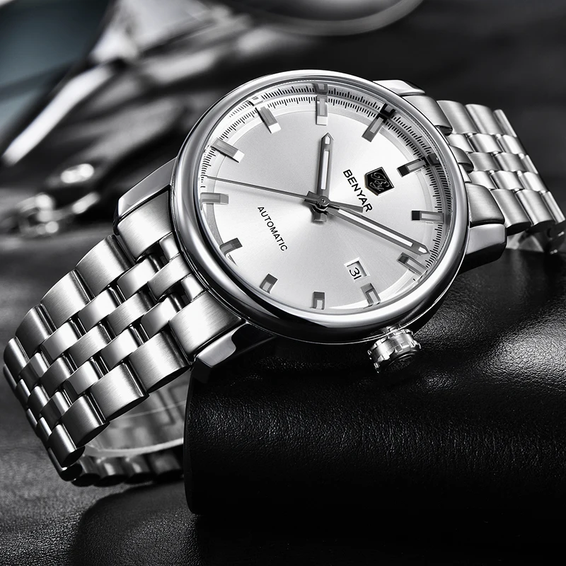 Новые мужские часы Benyar модные автоматические механические наручные