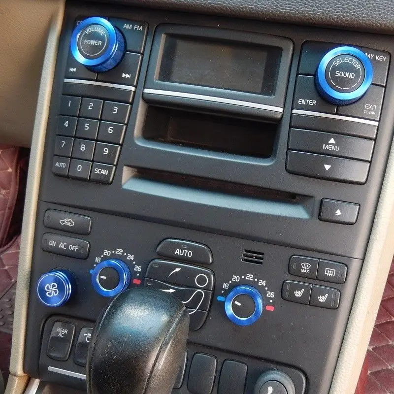 Подходит для Volvo XC90 2009- 5 шт. алюминиевый сплав автомобильный вентилятор кондиционера Кнопка Аудио Ручка управления кольцо отделка Аксессуары для укладки