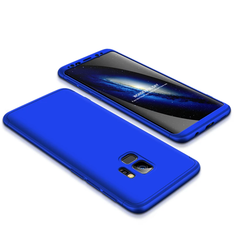 Bright blue Новинка 360 полный защитный чехол для телефона samsung Galaxy S6 S7 Edge S8 S9 Plus Матовый PC противоударный чехол для samsung Note 8 9 чехол - Цвет: Bright blue