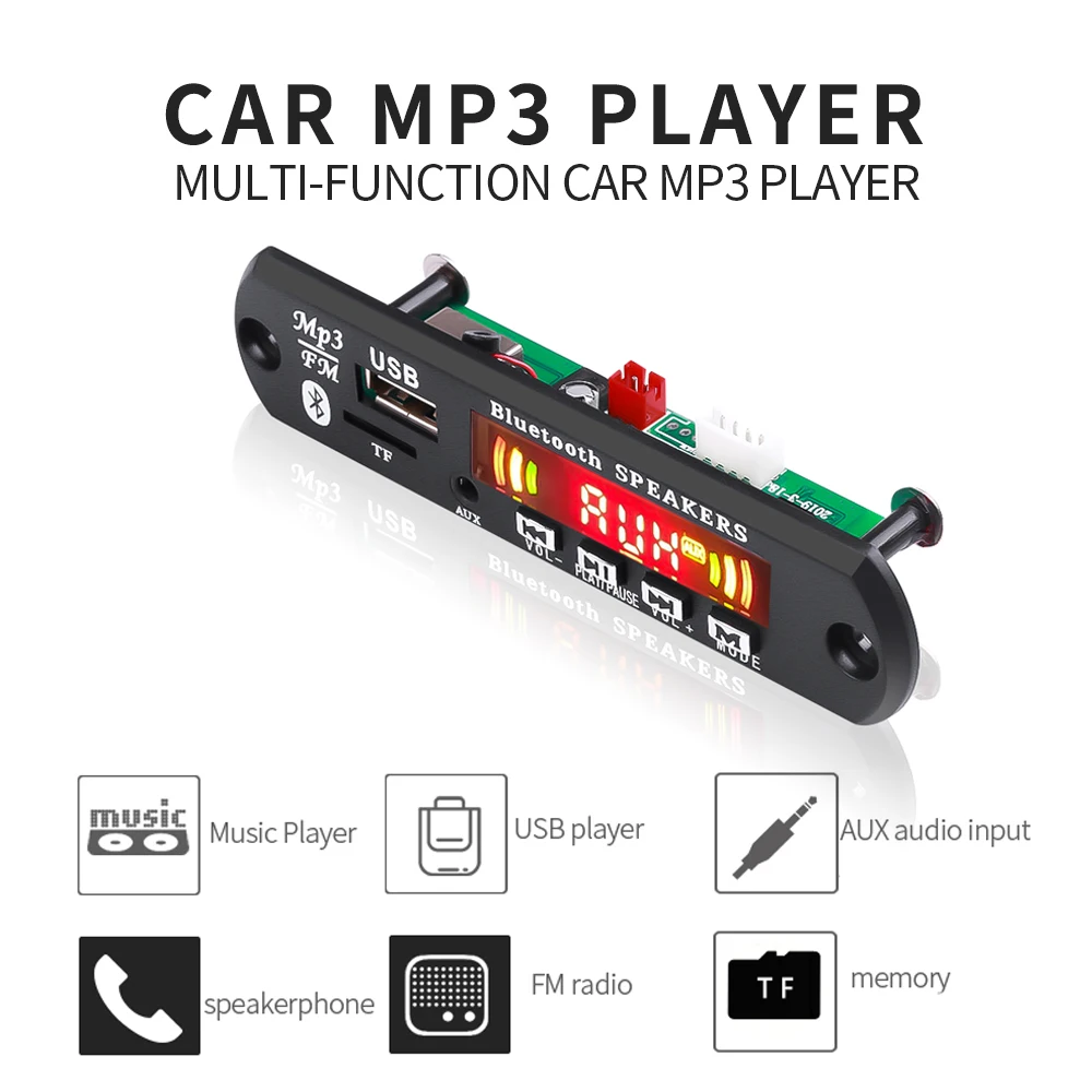 Kebidu 5В 12В Панель декодера MP3 с цветным экраном WMA WAV FLAC APE Bluetooth Mp3 плеер USB TF FM радио модуль с записью звонков.