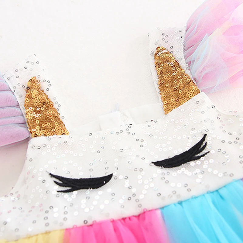 Sweet Rainbow Candy Girls Birthday Tutu Dress Children Kids Cute Colorful Balls Bow Cake Cosplay Tulle Sequins Princess | Детская одежда