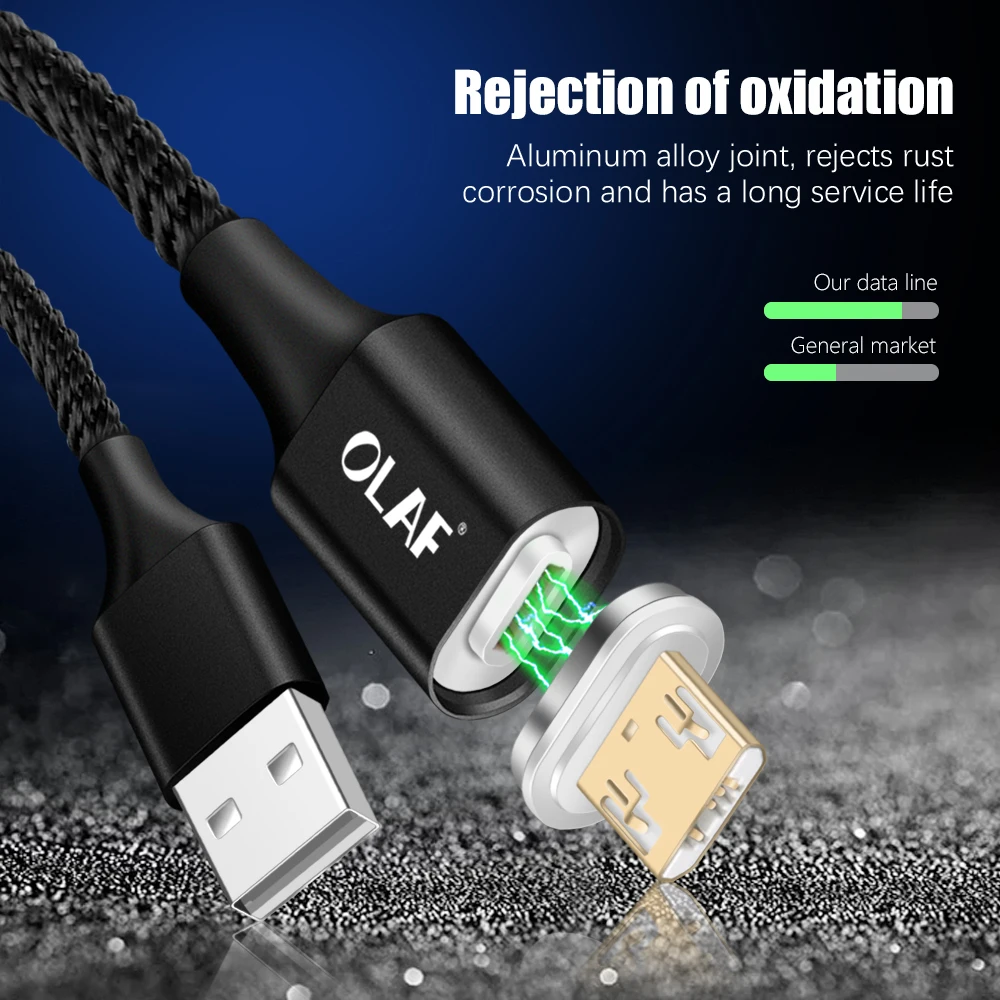 Олаф Магнитный кабель Богомол нейлоновый плетеный Магнит Micro USB быстрая зарядка