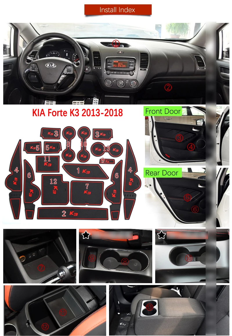 Противоскользящие резиновые ворота Слот чашки коврики для KIA Forte YD 2013 K3 Cerato аксессуары наклейки для стайлинга автомобилей