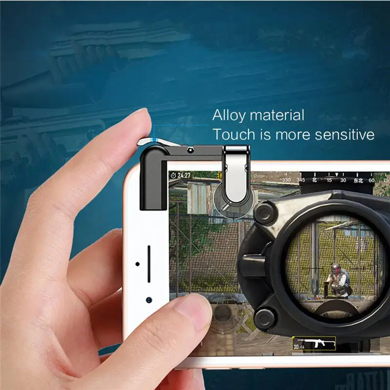 Иезавель 2 шт. Металл триггер кнопки джойстика телефон шутер геймпад огонь Кнопка