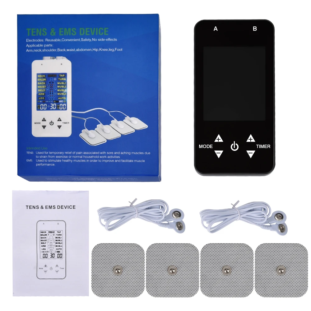 Электронный импульсный массажер FDA TENS Unit 15 моделей 2 канальный ЖК дисплей