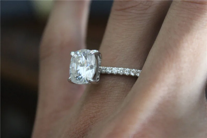 Модное кольцо 925 пробы Серебряная Подушка cut 1ct AAAAA cz обещание обручальные кольца
