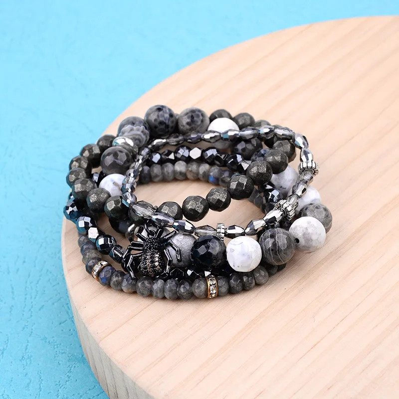 Женский браслет BOJIU 5 шт./компл. в стиле бохо с подвеской-пауком украшения из