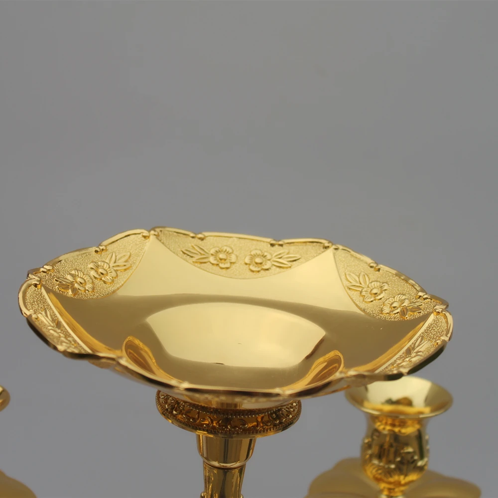 Горячие продажи 65 см золотая отделка Канделябра с цветочной чашей в центре 4