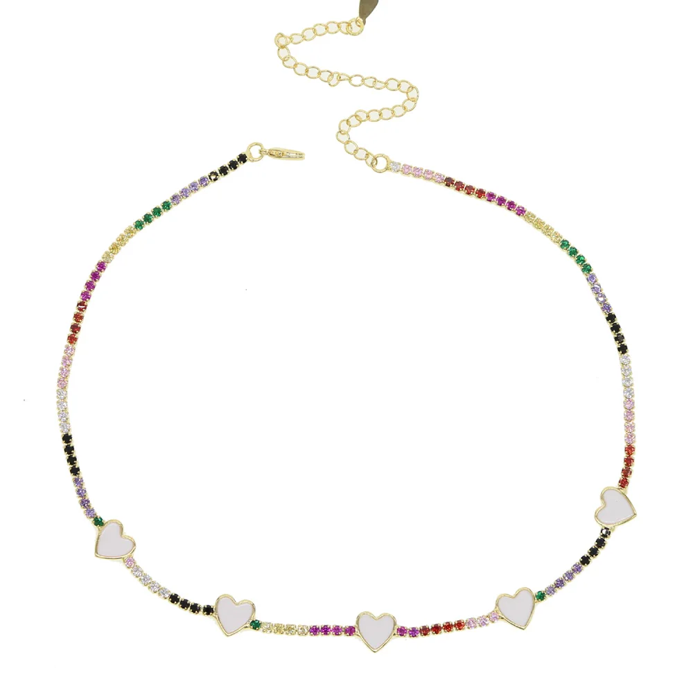Женское Ожерелье-чокер с радужной подвеской разноцветное колье в форме сердца