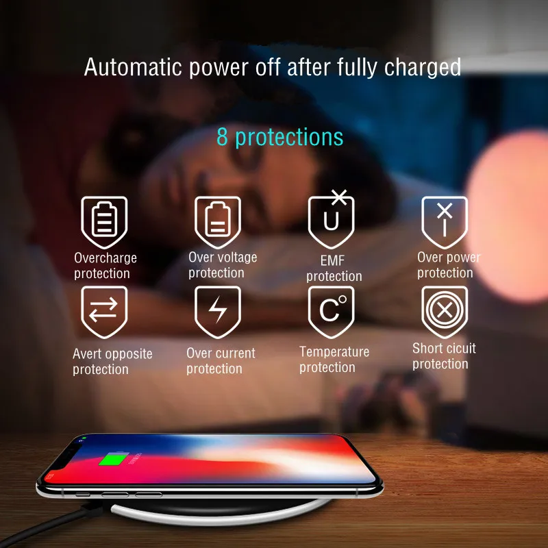 Беспроводное зарядное устройство для iPhone XS MAX/XR/X/8/8 Plus 10 Вт Быстрая зарядка Galaxy S9 S8
