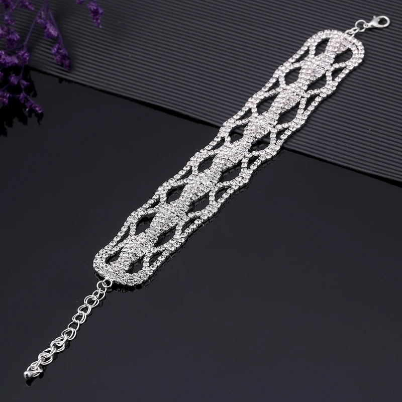 Женские браслеты шармы Hesiod серебристые австрийские стразы массивные ювелирные