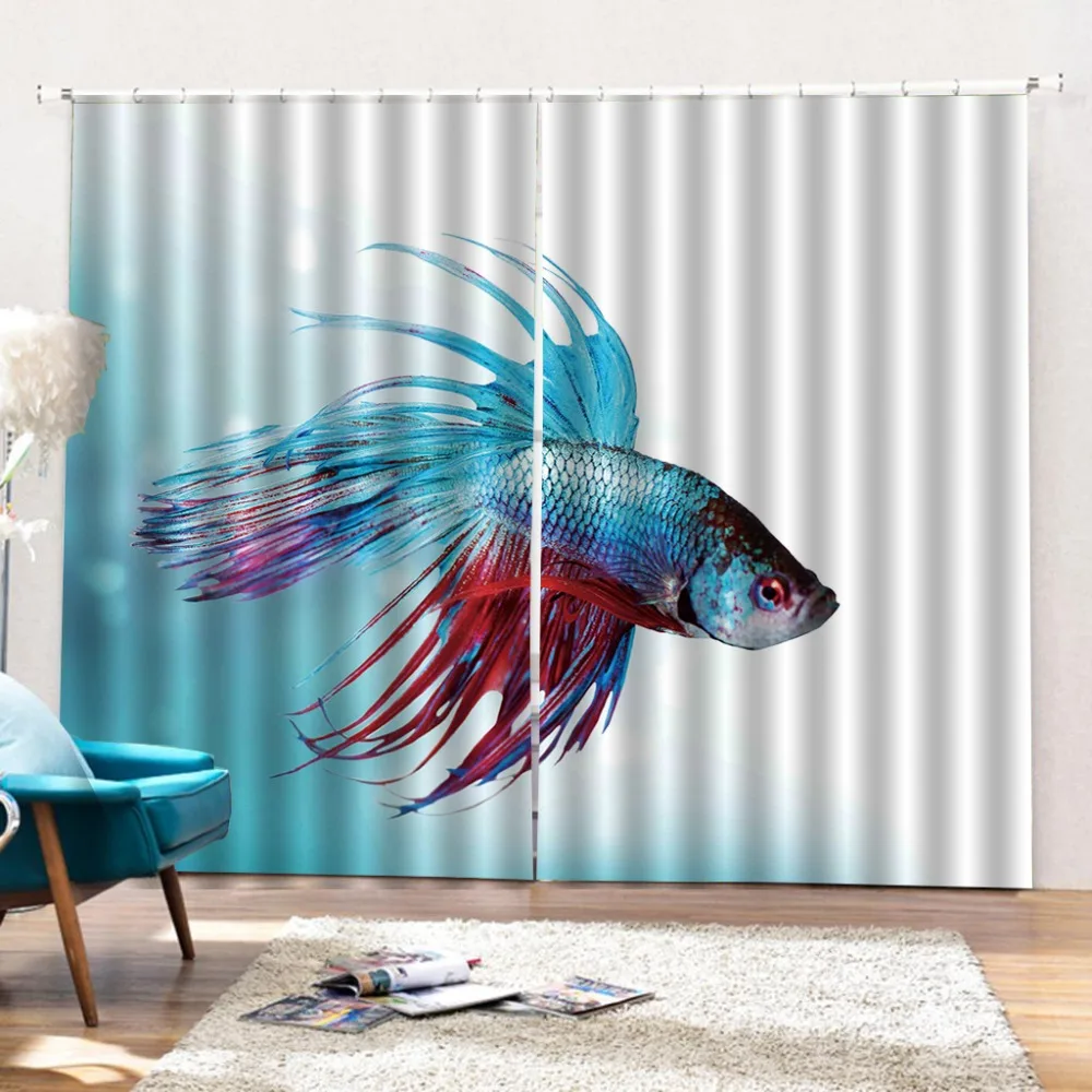 Роскошные занавески в виде рыбы для гостиной 3D спальни кухни современные оконные